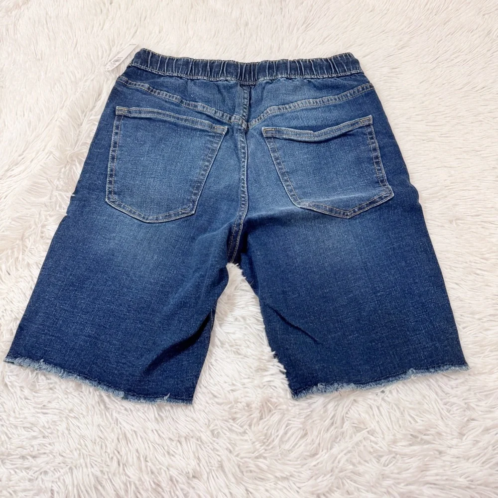 Old Navy NWT Boy's slim‎ stretch Denim Shorts adjustable waist frayed hem